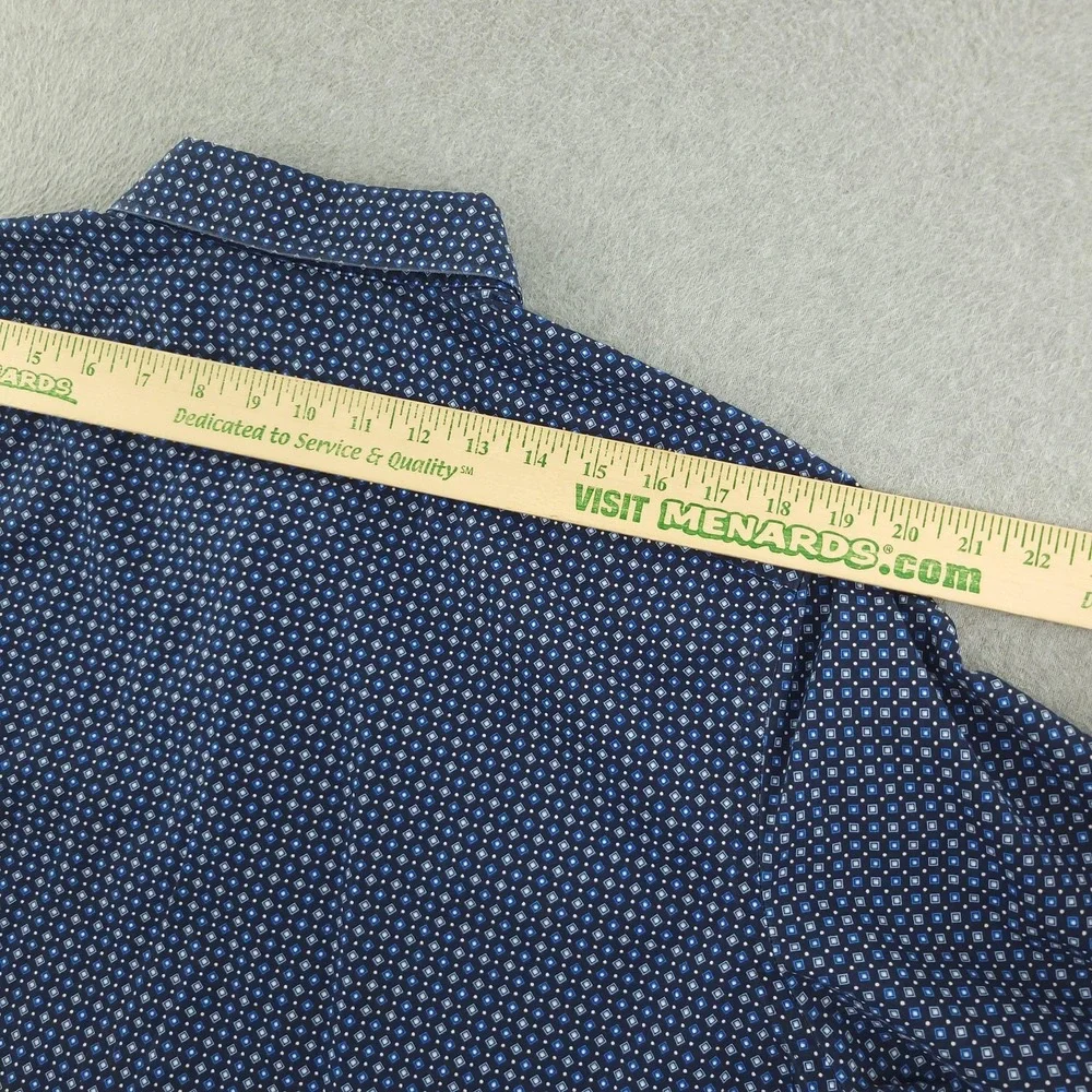 Banana Republic Dress Shirt Mens Large Blue Geometric Slim Fit Non Iron Cotton